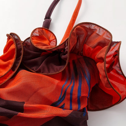 Women Sexy Bikini Set Swimsuit Lily Contrast Print Fabric Patchwork Skirt Push Up Swimsuit Biquini Bodysuit Bathing Suits