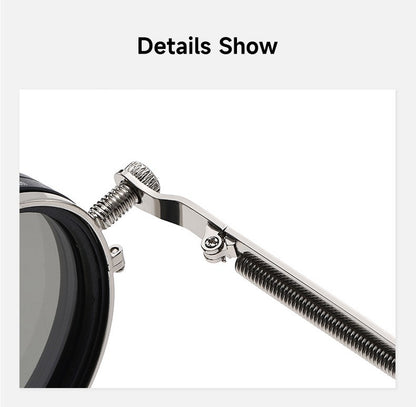 Polarized Round Sunglasses Men ND9 Adjustable Dimming Sun Glasses Women Retro Punk Fishing Eyeglasses Outdoor Shades UV400