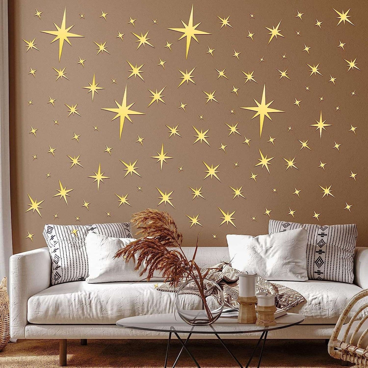 3D Star Mirror Wall Sticker Large Medium and Small Combination Acrylic Mirror Wall Sticker Home Living Room Wall Decorations