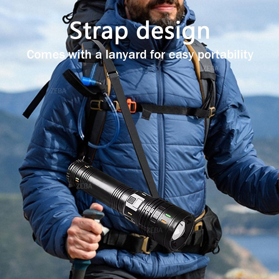 30000000LM High Power LED Flashlight Most Bright Tactical Torch Rechargeable Portable Light Long Shot 5000M Camping Hunting Lamp