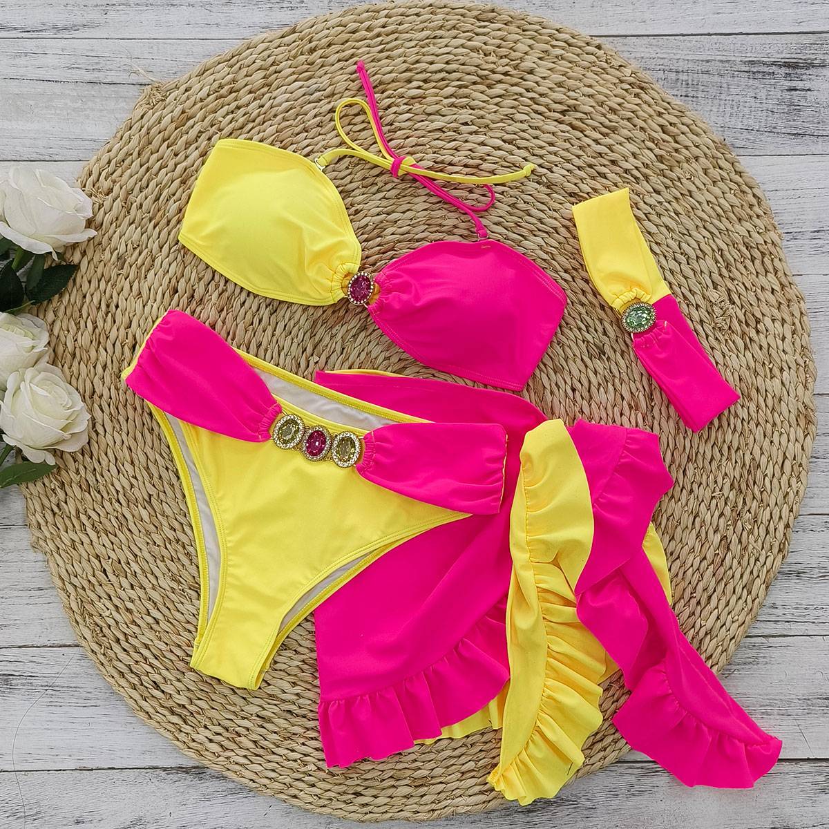 Brazilian Jewelled Rhinestones Diamond Bikini Women Swimwear Female Swimsuit Two-piece Bikini set Bather Bathing Suit Swim