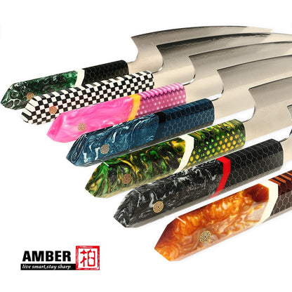 Professional Japanese Kitchen kiritsuke Knife 67-layer Damascus Steel Custom 8 inch Chef Knife with multicolour Resin Handle