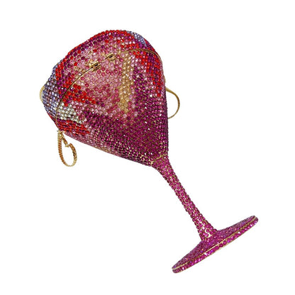 XIYUAN Women Luxury Branded Martini Crystal Evening Bag Elegant Cup Diamond Bridal Handbag Wedding Party Purses Lady Gift Clutch