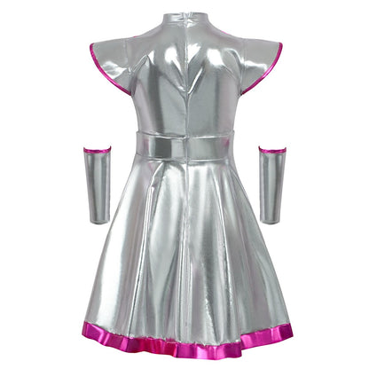 Cyber Alien Laser Reflective Alien Cosplay Dress, Adult and Children's Party Outfit, Including Tentacle Headpiece