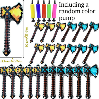 12-72Pcs Inflatable Weapons for Kids Pixel Diamond Swords Inflatable Sword for Theme Party Birthday Halloween Party Cosplay