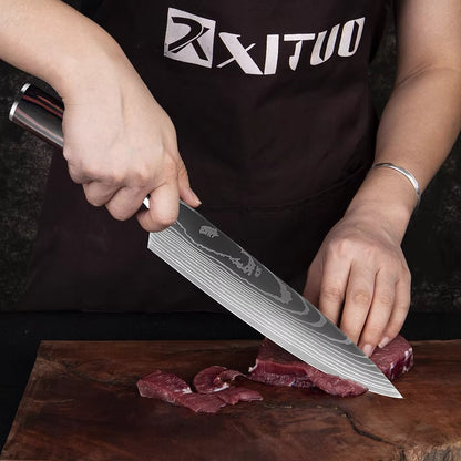 Conjunto de facas de cozinha japonesas 15 peças de chef profissional ultra afiadas para corte muito rápido com suporte tesoura afiador