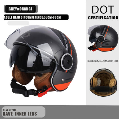 Capacete de proteção certificado pelo DOT, capacetes vintage de lente dupla, capacete de corrida para todas as estações