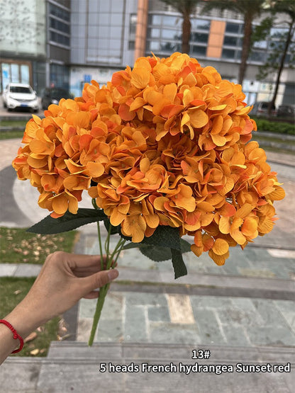 5 Heads Hydrangea Bouquet Silk Artificial Flowers for Party Wedding Living Room Decoration Accessories Home Decor Fake Flowers