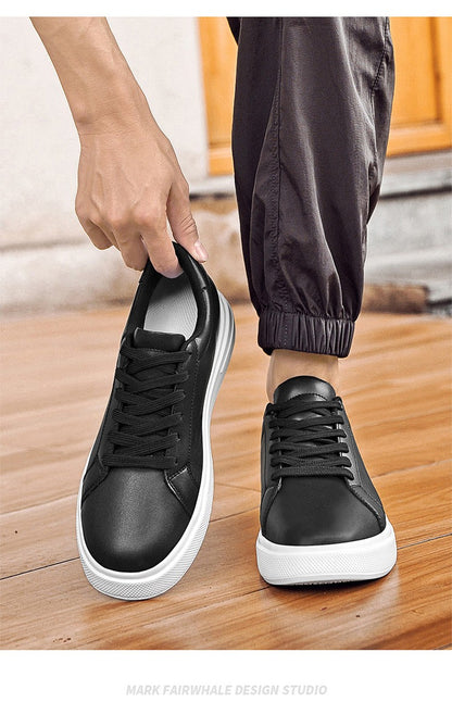 Heightening Casual Shoes Fashion PU Leather Elevator Shoes for Men 6cm 8cm 10cm Invisible Height Increase White Sneakers Cortex