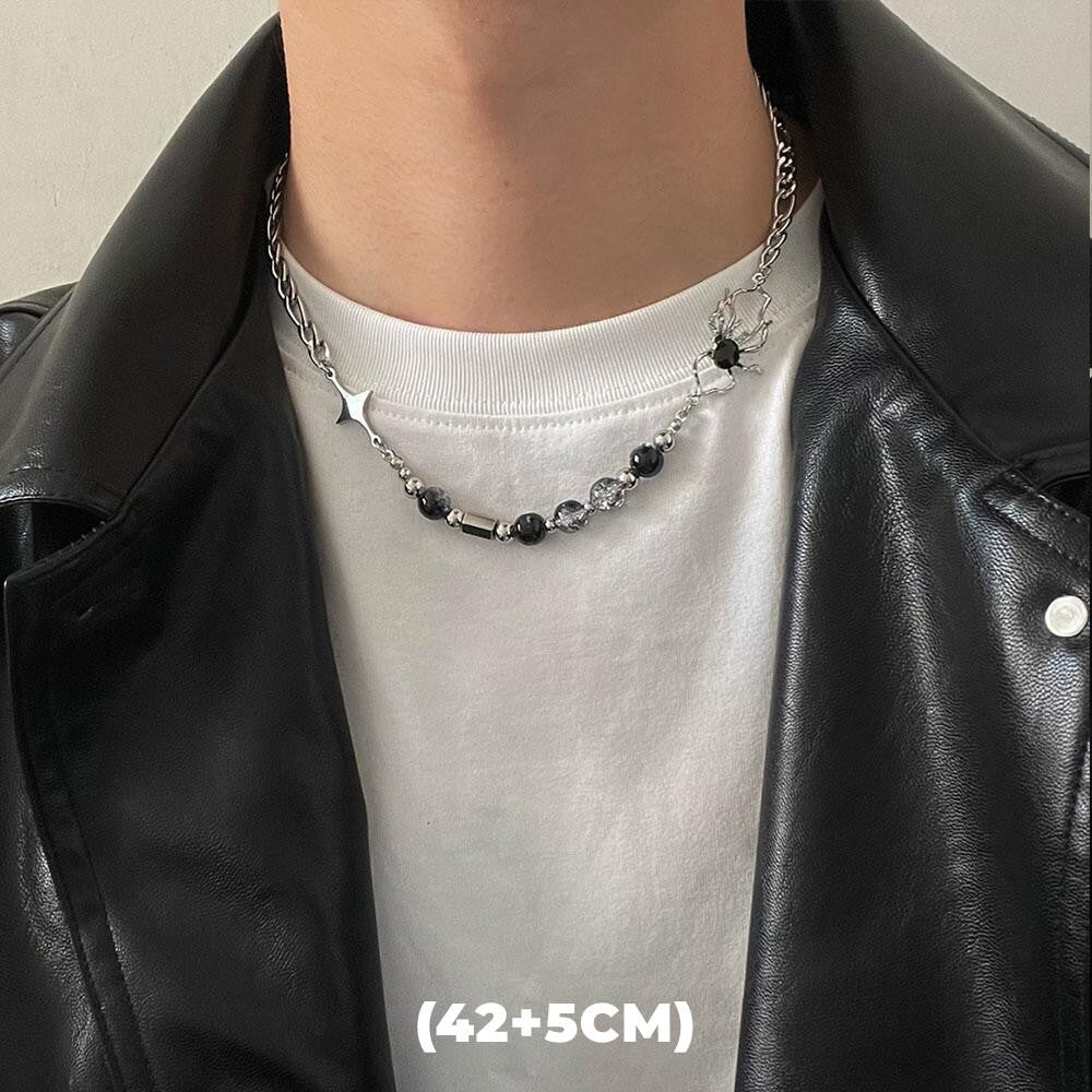 Colar de Hip Hop Zircon Star Camada Dupla Masculino Feminino Tendência Charme Aço Titânio Pingente Corrente Unissex Joias Atacado