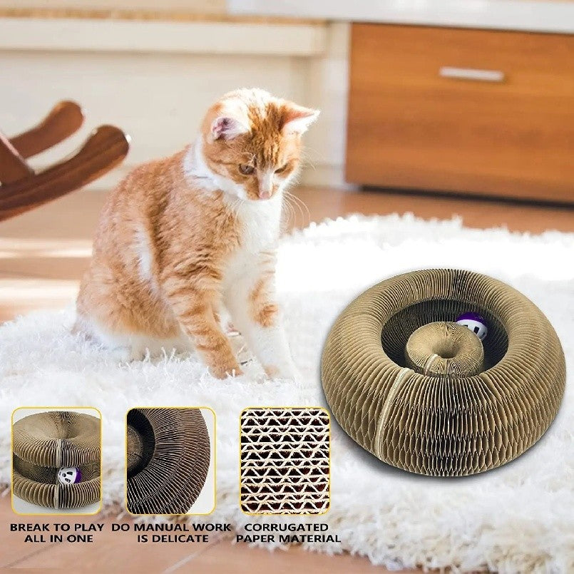 Brinquedo Dobrável Kitten Curl para Gatos Arranhador Mágico de Órgão Durável de Papelão Reciclável Cama para Gatos Arranhador Interativo