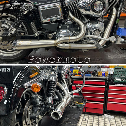Big Bore Stepped 1 3/4" to 2" head pipe 2-into-1 Exhaust Pipe For Harley Dyna Fat Bob CVO Low Rider Street Bob Super Glide 06-17