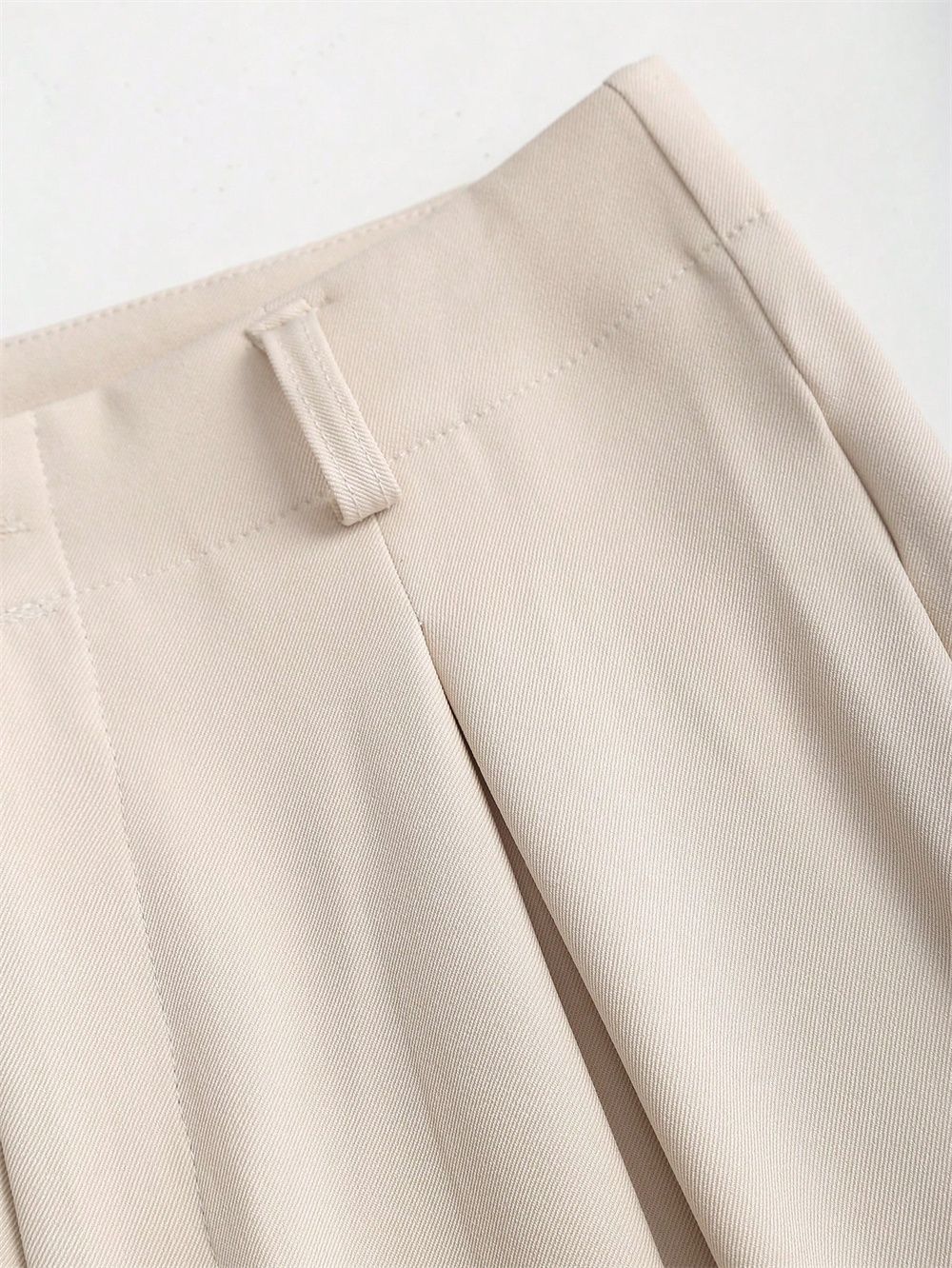 Women's Elegant Jacquard Pleating Wide-Leg Pants Office/Commuting Solid Color Loose Casual Suit Pants, Autumn/Winter