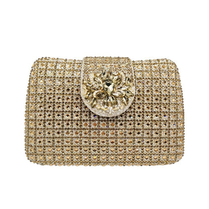 Sparkling Rhinestone Clutch Bag Lady Crystal Evening Purse Luxury Metal Handle Chain Handbag Wedding Party Dinner Diamond Bags