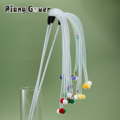Brinquedo de Gato com Varinha Interativa e Bola de Pelúcia, Brinquedo para Gatos de Plástico com Sino, Brinquedo Provocador de Gatinhos para Pets