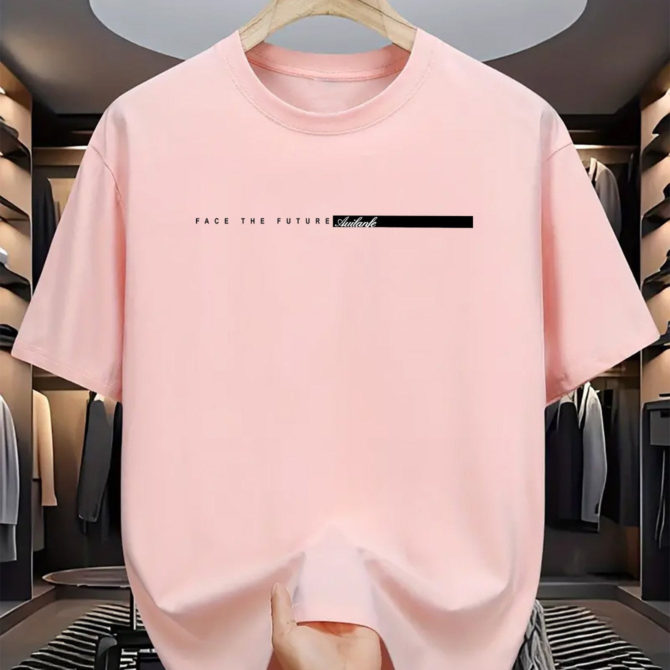 Summer men's 100% cotton casual loose fit large letter print round neck short sleeved T-shirt top High Street Unisex style