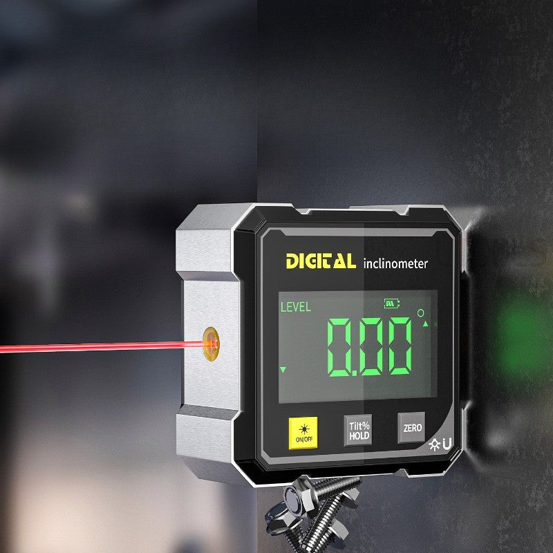 Inclinômetro a Laser Doméstico de Dupla Face, Nível Angular Multifuncional de Quatro Lados com Absorção Magnética, Ferramentas Pequenas para Medição de Inclinação