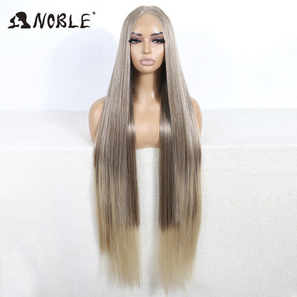 Perucas Noble Cosplay Para Mulheres Negras Perucas Sintéticas Lisas de Renda de 38 Polegadas Peruca Loira Ombre de Renda Peruca Sintética Loira de Renda Cosplay