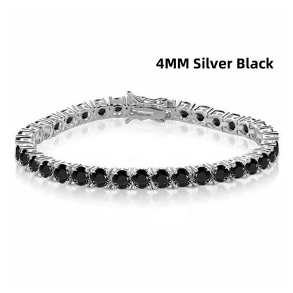 Preço de Fábrica Prata Esterlina Real S925 Banhada a Ouro 18K Zircônia 5A Grau Pulseira Tennis Preta para Homens e Mulheres Joia da Moda