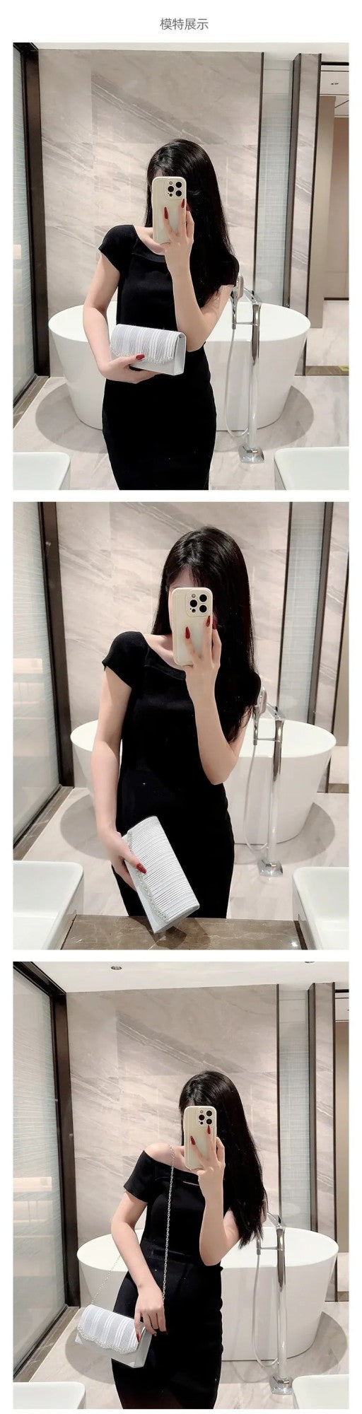 Glitter Ladies Silver Clutch Bag Envelope Evening Bag Fashion Elegant Long Purse Women Chain Shoulder Bags Wedding Party Handbag