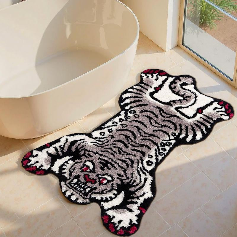 Tiger Pattern Bedroom Decor Plush Carpet Irregular Shape Carpets for Living Room Thick Study Irregular Floor Mat Fluffy Soft Rug