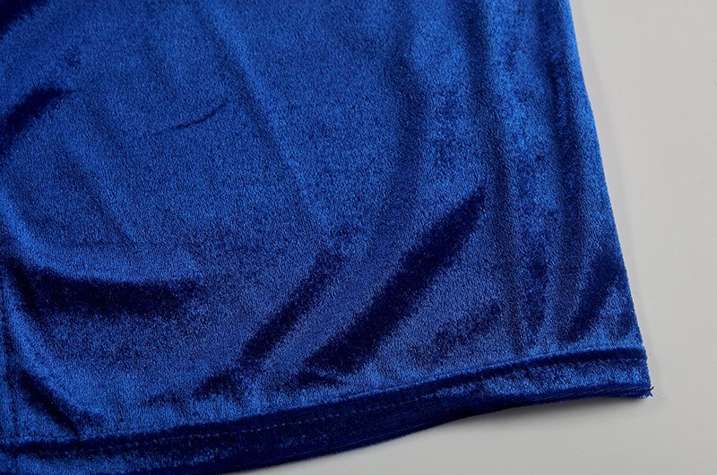 Velvet Swing Collar Sleeveless Slip Sexy Slit Maxi Dress 2024 New Fashion Evening Party Women Elegant Streetwear Y2K