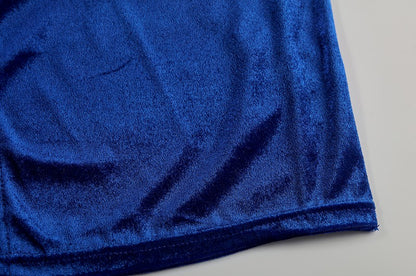 Velvet Swing Collar Sleeveless Slip Sexy Slit Maxi Dress 2024 New Fashion Evening Party Women Elegant Streetwear Y2K