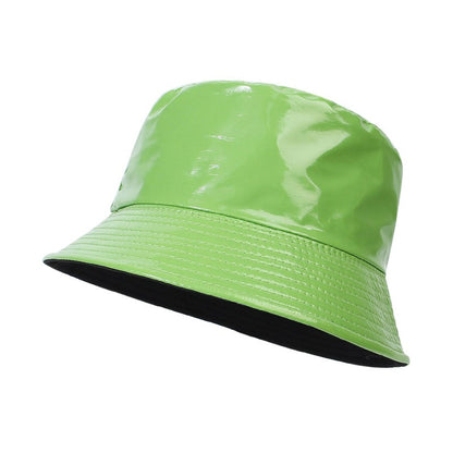 Fashion Shiny Hip-Hop Bucket Hat for Women Men PU Leather Waterproof Panama Cap Summer Fisherman Cap Bob Sun Hat Fishing Cap