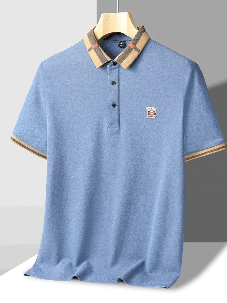 High end brand embroidered men's short sleeved pocket design polo shirt, summer new cool and breathable cotton casual T-shirt