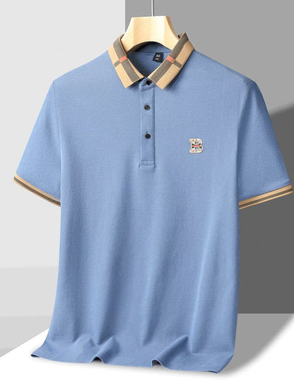 High end brand embroidered men's short sleeved pocket design polo shirt, summer new cool and breathable cotton casual T-shirt