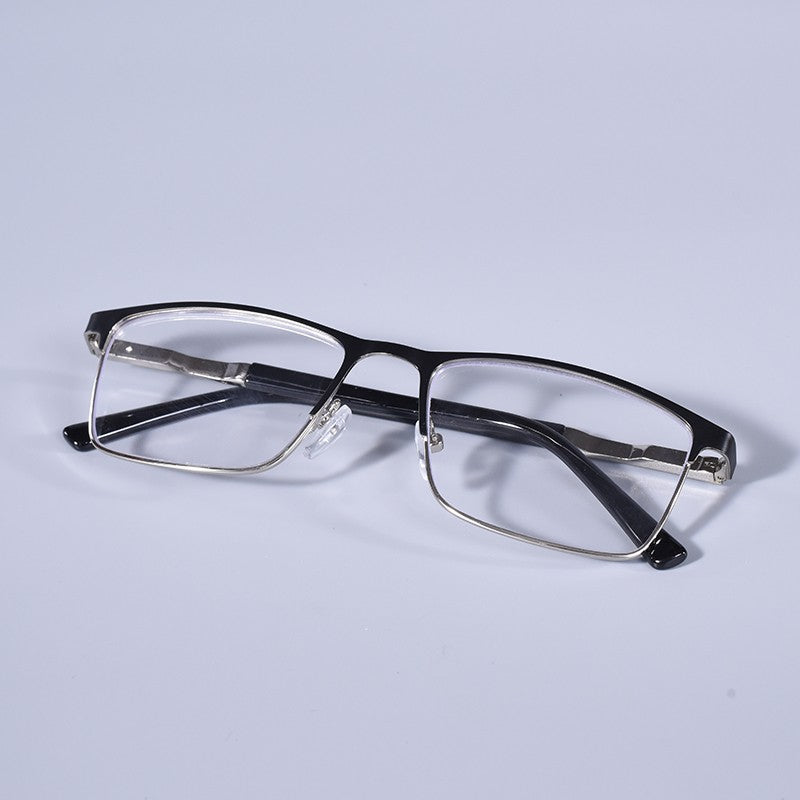 Anti Blue Light Men Reading Glasses Metal Full Frame Business Eyeglasses For Men Square Double Color Reading Eyewear +100+150