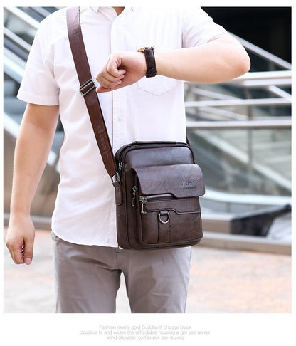 JEEP BULUO Luxury Brand Men Crossbody Messenger Bags Business Casual Handbag Male PU Shoulder Bag Large Capacity