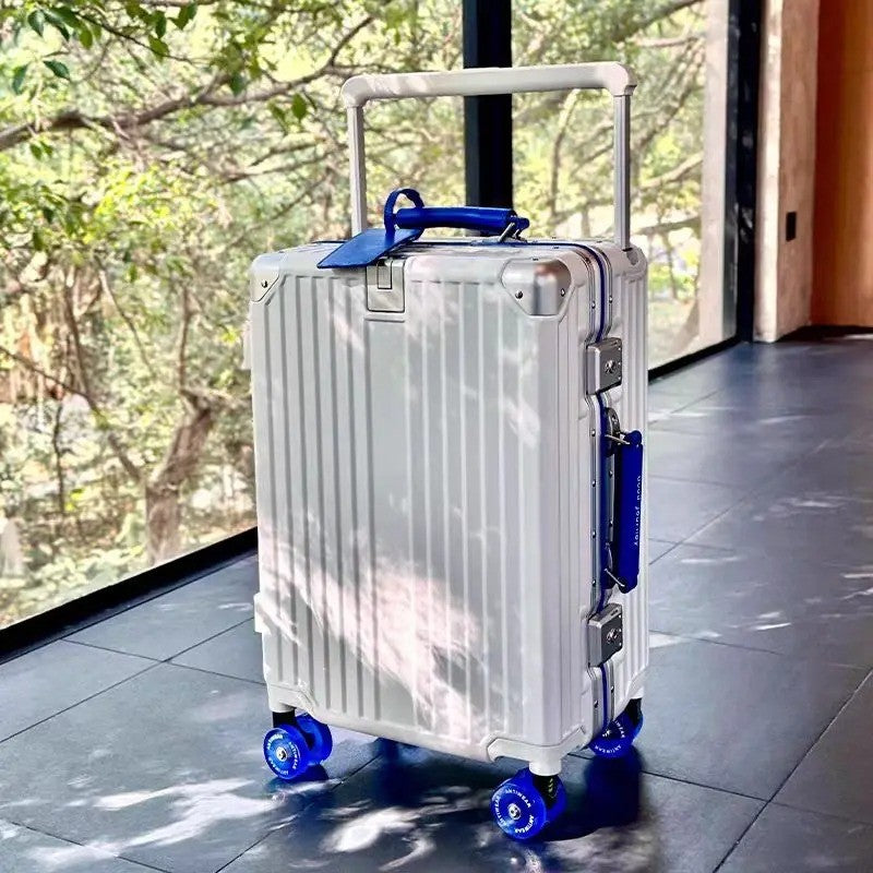 Mala de Viagem com Estrutura de Alumínio e Alça Larga, Rodas Giratórias Silenciosas Coloridas e Trava TSA, Mala de Carrinho de Grande Capacidade