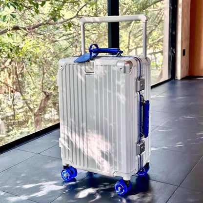 Mala de Viagem com Estrutura de Alumínio e Alça Larga, Rodas Giratórias Silenciosas Coloridas e Trava TSA, Mala de Carrinho de Grande Capacidade