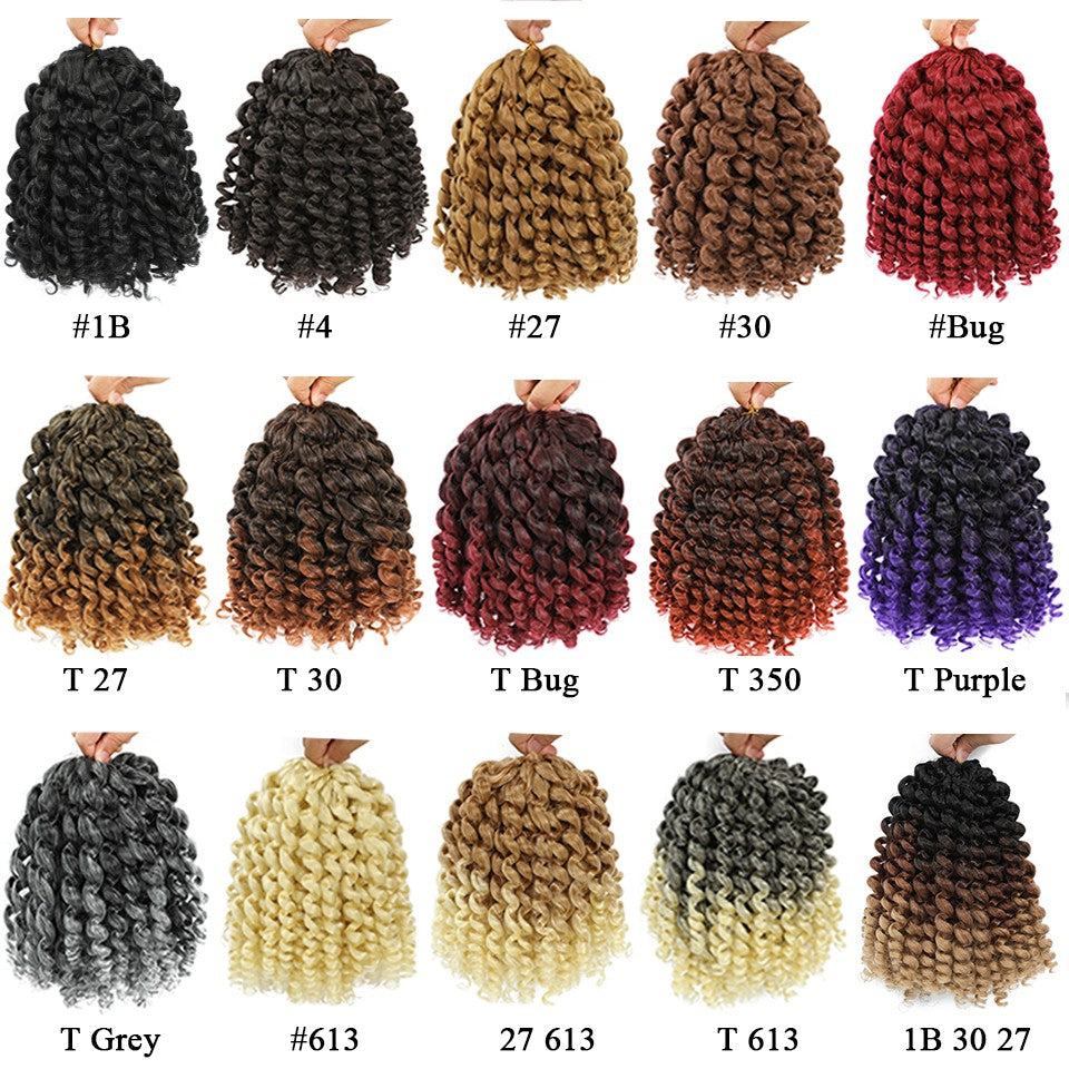1-4 Pacotes 2X Ringlet Wand Curl Jamaican Bounce 8 polegadas Sintético Wand Curl Twist Braids Hair Crochet Cabelo Cacheado Extensões 20 Raízes
