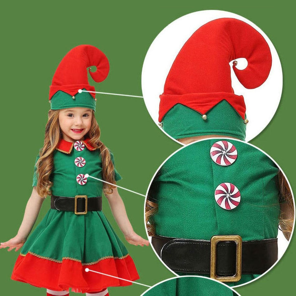 Kids Adult Christmas Clothing Set Kids Tops Pants Hat Belt Children Xmas Clothes Baby Boy Girl Birthday Outfit Elves Costume