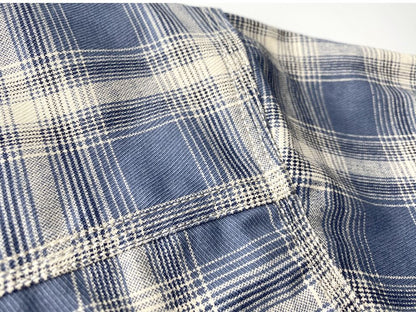 2025 Summer New American Retro Short Sleeve Lapel Plaid Cargo Shirt Men's Simple 100% Cotton Washed Single Pocket Casual Blouses