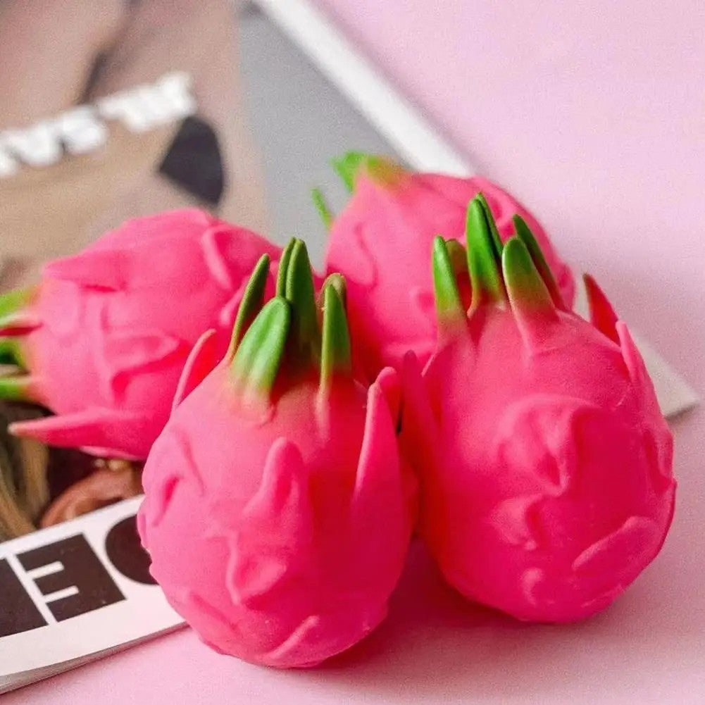 1/2/3Pcs Dragon Fruit Squish Ball Squeeze Stress Reliever Fidget Sensory Toy Simulation Fruit Food,Squeeze Balls For Party Gifts