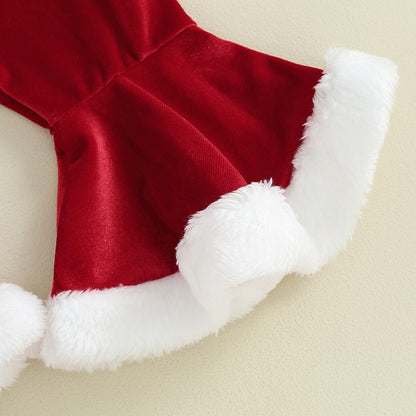 Infant Baby Girl Christmas Jumpsuit Outfits Letter Print Long Sleeve Romper Flare Pants Hat Toddler Clothes 0-18M