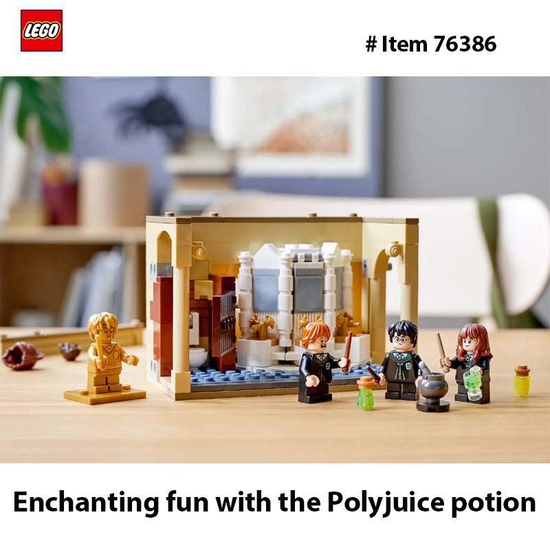 LEGO 76386 Harry Potter Hogwarts: Erro da Poção Polissuco – Idéia de Presente para Netos com Minifigura Dourada do Harry Potter