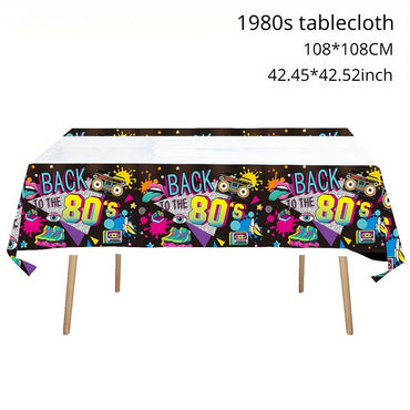 Decorative tablecloth, 80/90 party tablecloth, disco 80/90 party, men's and women's birthday decorative tablecloth