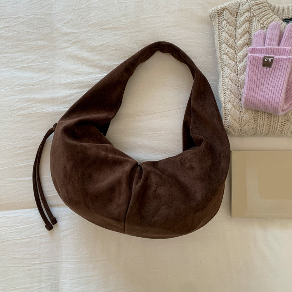 Retro Suede Leopard Print Saddle Bag for Women, Trendy Autumn and Winter Fashion, Underarm Bag, Large Capacity Handbag