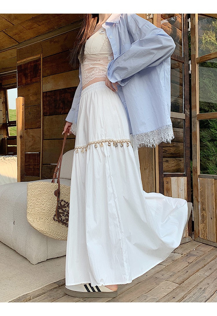 Casual High Waist Chic Pleated Skirts Korean Fashion bohemian dress Basics A-line Plus Size Clothing