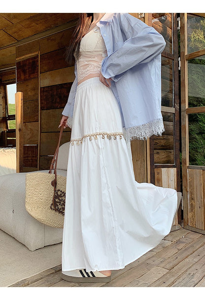 Casual High Waist Chic Pleated Skirts Korean Fashion bohemian dress Basics A-line Plus Size Clothing
