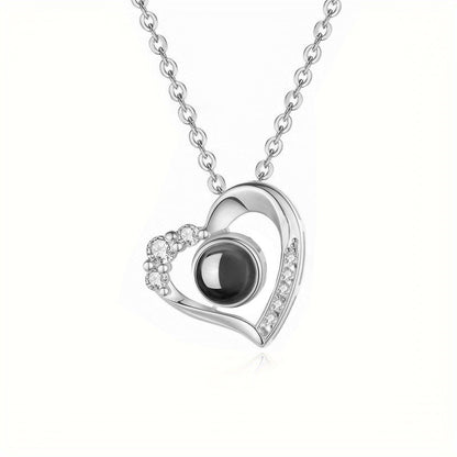 Love Heart Necklace 100 Languages I Love You Projection Pendant Jewelry For Mom Girlfriend Birthday Christmas Romantic Gifts