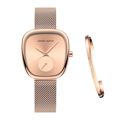 HANNAH MARTIN Brand Original Luxury Women Watch Rose Gold Fashion Stainless Steel Quartz Movement Waterproof Women Dress Watches