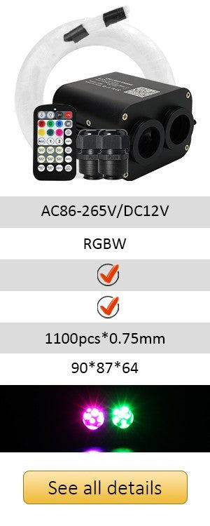 New 16W Twinkle RGBW Fiber Optic Star Ceiling Lights Kit Smart APP Sound Control LED Engine for Car Starry Sky Fiber Optic Light