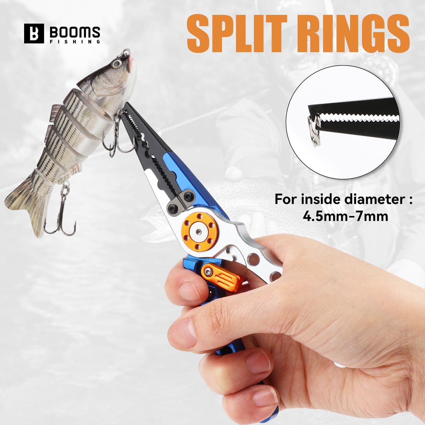 Alicates de Pesca Booms Fishing X01 de Alumínio, Ferramenta Múltipla de Pesca de Água Salgada, Removedor de Anzol, Cortador de Linha e Ferramentas de Pesca para Argola Aberta