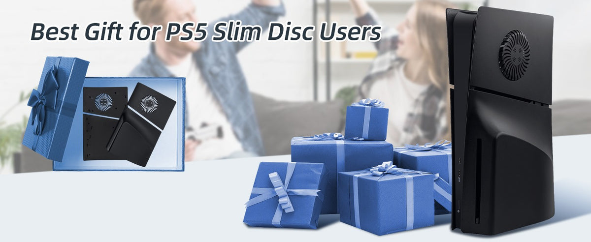 Face Plates for PS5 Slim Disc Edition Only, Anti-Scratch Replacement Panels Cover Plates Shell Case with Cooling Vent,Black