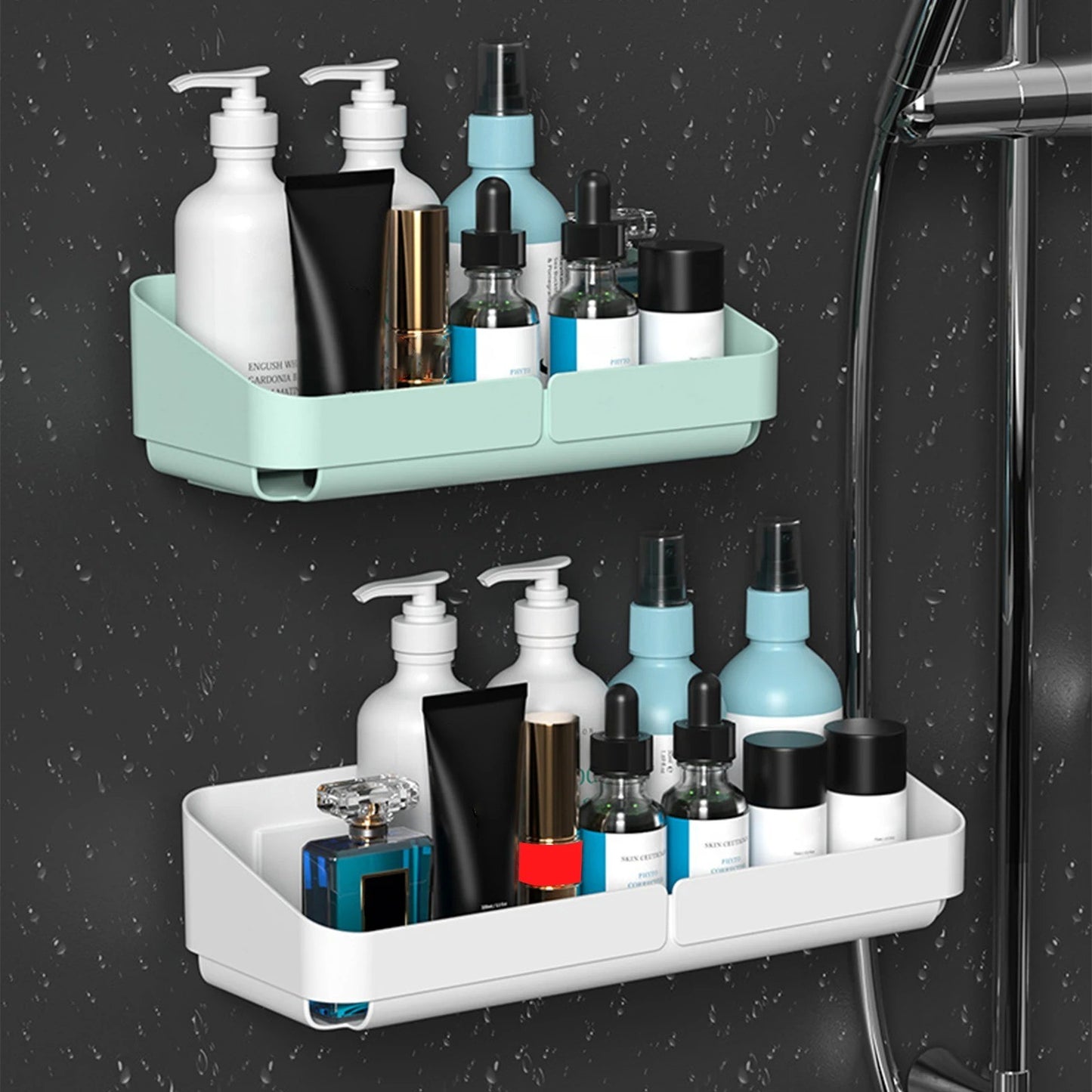 Rack de Conveniência para Banheiro Cozinha Prateleira Organizador de Maquiagem Cosméticos Shampoo Rack Prateleira de Chuveiro de Parede para Temperos Sem Perfuração